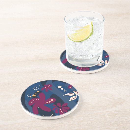トレンディーパターンアクセサリー、抽象芸術ブルーピンク コースター (側面)