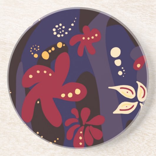 トレンディーパターンアクセサリー、黒い紫の抽象芸術 コースター (正面)