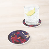 トレンディーパターンアクセサリー、黒い紫の抽象芸術 コースター (側面)