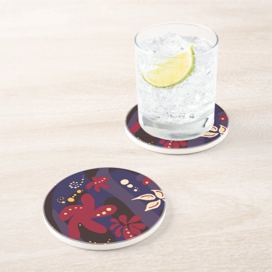 トレンディーパターンアクセサリー、黒い紫の抽象芸術 コースター (側面)