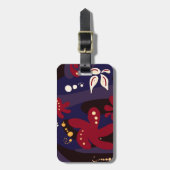 トレンディーパターンアクセサリー、黒い紫の抽象芸術 ラゲッジタグ (正面縦)