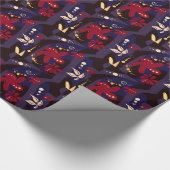 トレンディーパターンアクセサリー、黒い紫の抽象芸術 ラッピングペーパー (角)