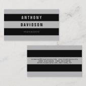トレンディーパターングレーブラックストライプの名刺 名刺 (正面/裏面)