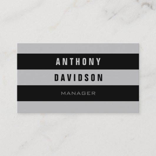トレンディーパターングレーブラックストライプの名刺 名刺 (正面)