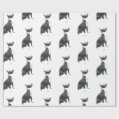 トレンディーパターン白黒ピットブルドッグラップ ラッピングペーパー (フラット)