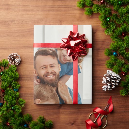トレンディーパターン誕生日アップロード写真作成 ラッピングペーパー (クリスマスギフト)