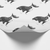 トレンディーパターン黒白ピットブルドッグ ラッピングペーパー (角)