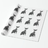 トレンディーパターン黒白ピットブルドッグ ラッピングペーパー (アンロールド)