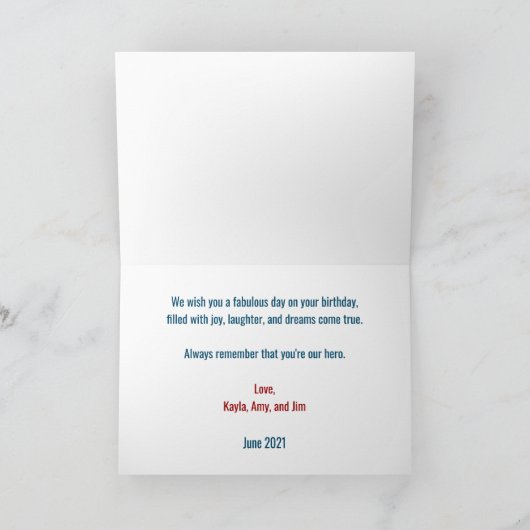 トレンディーパパ透明文字3枚の写真誕生日 カード (内部)