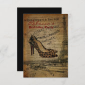 トレンディーパリガーリーシアスティレット誕生日カード 招待状 (正面/裏面)