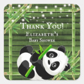 トレンディーパンダベアーバンブーベビーシャワーありがとう スクエアシール (正面)
