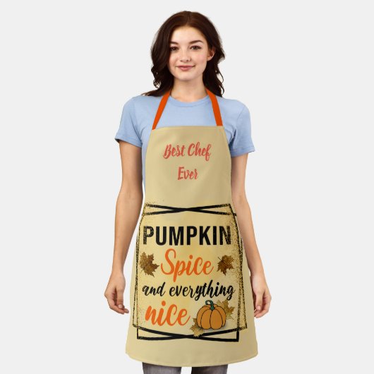 トレンディーパンプキンスパイスエレガント エプロン (着用した状態)