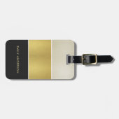トレンディーパーエレガントル銀金ゴールドブラックストリップ ラゲッジタグ (正面横)