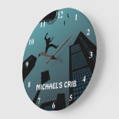 トレンディーパークアルーフジャンピング建物グラ10代のフィックス ラージ壁時計 (傾斜)