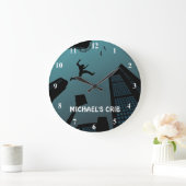 トレンディーパークアルーフジャンピング建物グラ10代のフィックス ラージ壁時計 (ホーム)