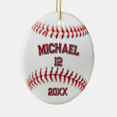 トレンディーパーソナライズされたの野球名と番号 セラミックオーナメント (右)