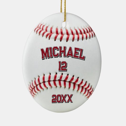 トレンディーパーソナライズされたの野球名と番号 セラミックオーナメント (右)