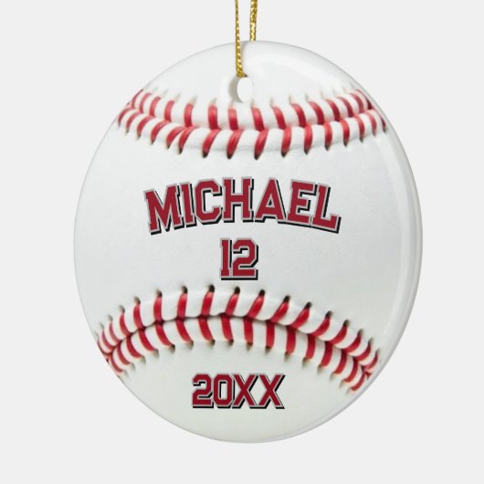 トレンディーパーソナライズされたの野球名と番号 セラミックオーナメント (左)