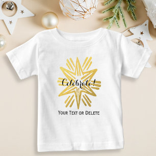 トレンディーパーソナライズされたゴールドフォイルスターフェスティバルホリデー ベビーTシャツ