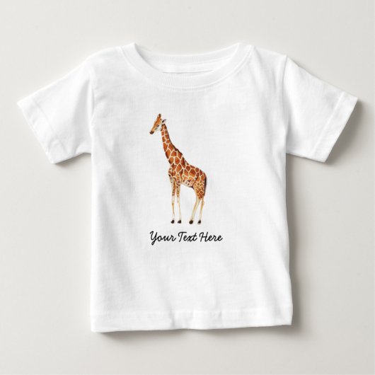 トレンディーパーソナライズされたサファリ動物かわいいキリン ベビーTシャツ (正面)