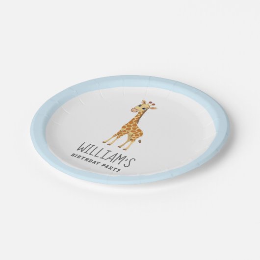 トレンディーパーソナライズされたサファリ動物かわいいキリン ペーパープレート (アングル)
