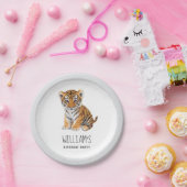 トレンディーパーソナライズされたサファリ動物かわいいティガー ペーパープレート (パーティー)