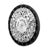 トレンディーパーソナライズされたハートとラブドードルパターン ダーツボード (正面右)