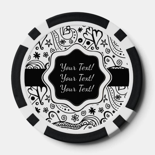 トレンディーパーソナライズされたハートとラブドードルパターン ポーカーチップ (裏面)