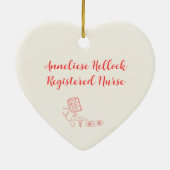 トレンディーパーソナライズされたハート型ナースドードル セラミックオーナメント (裏面)