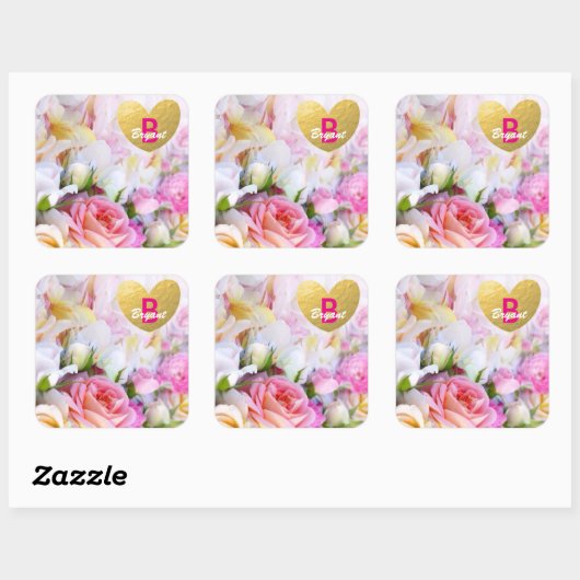 トレンディーパーソナライズされたフローラ スクエアシール (シート)