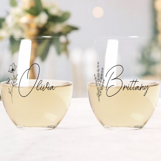 トレンディーパーソナライズされたフローラ ステムなしワイングラス