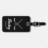 トレンディーパーソナライズされたホッケープレイヤー名ブラック ラゲッジタグ (正面横)