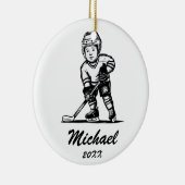 トレンディーパーソナライズされたホッケープレイヤー名 セラミックオーナメント (右)