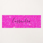 トレンディーパーソナライズされたホットピンクグリッター ヨガマット (正面(横))