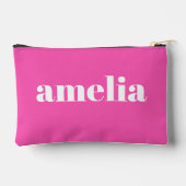 トレンディーパーソナライズされたホットピンク アクセサリーポーチ (裏面)
