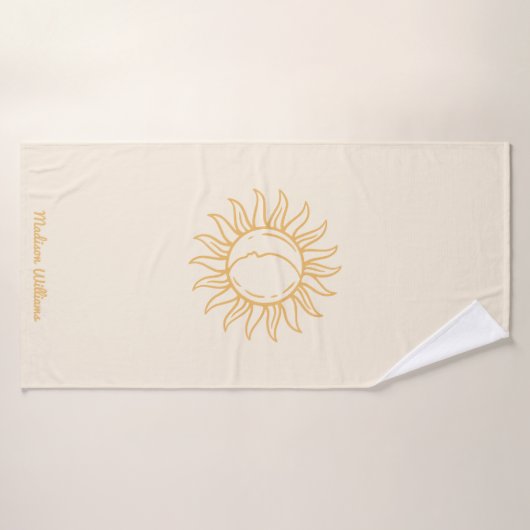 トレンディーパーソナライズされたボホミスティックイエローサンムーン バスタオル (バスタオル)