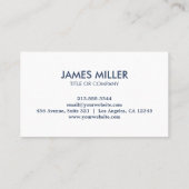 トレンディーパーソナライズされたモダンラグジュアリーホワイトアンドブルー 名刺 (裏面)