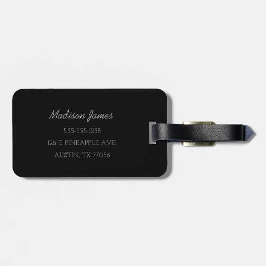 トレンディーパーソナライズされたモノグラムブラックグレイカスタム ラゲッジタグ (裏面横)