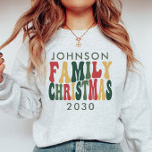 トレンディーパーソナライズされたヴィンテージレトロファミリークリスマス Tシャツ