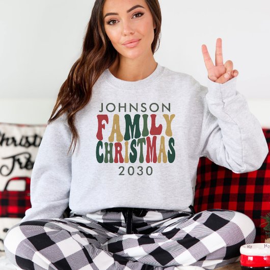 トレンディーパーソナライズされたヴィンテージレトロファミリークリスマス Tシャツ