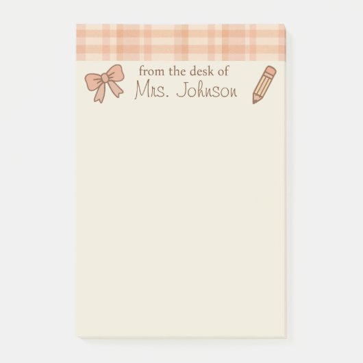 トレンディーパーソナライズされた先生4"x6"ポストイット・ノート ポストイット (正面)