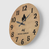 トレンディーパーソナライズされた名シェフBrown ラージ壁時計 (傾斜)