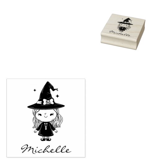 トレンディーパーソナライズされた名可愛い魔女ハロウィーン ラバースタンプ (押印)