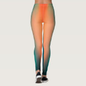 トレンディーパーソナライズされた濃いティール(緑がかった色)からオレンジ色グラデーション レギンス (裏面)