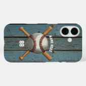 トレンディーパーソナライズされた野球の名前とナンバーウッド Case-Mate iPhoneケース (裏面 (横))