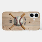 トレンディーパーソナライズされた野球の名前とナンバーウッド Case-Mate iPhoneケース (裏面 (横))