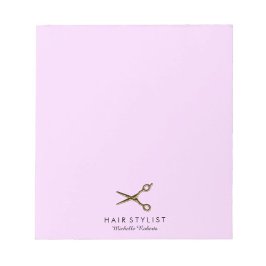 トレンディーパーソナライズされた金ゴールドはさみヘアサロン ノートパッド (正面)