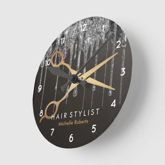 トレンディーパーソナライズされた銀モダン髪型 ラウンド壁時計 (傾斜)