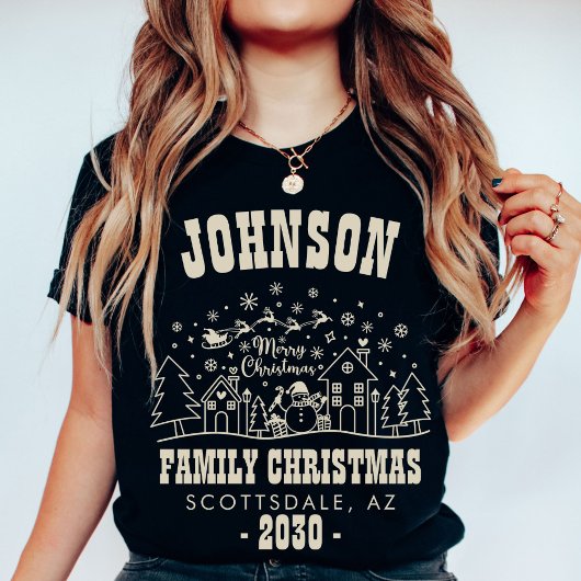 トレンディーパーソナライズされた雪だるまファミリークリスマス Tシャツ