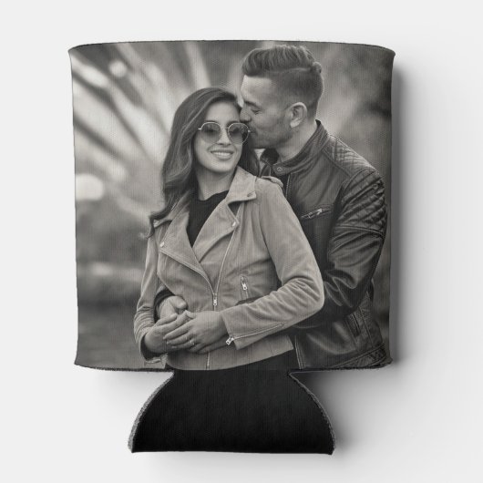 トレンディーパーソナライズされた2写真テンプレート両面 缶クーラー (裏面)